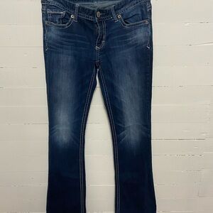 Express Blue Boot Cut Jeans with Fading 6R